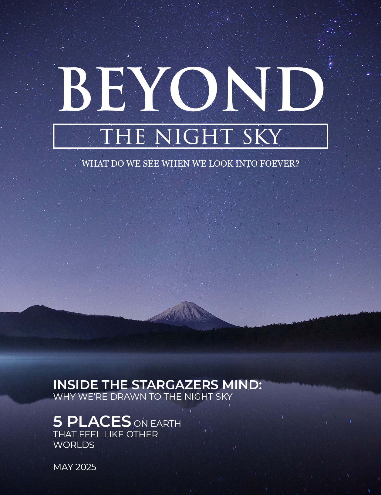 Magazine cover design with night sky