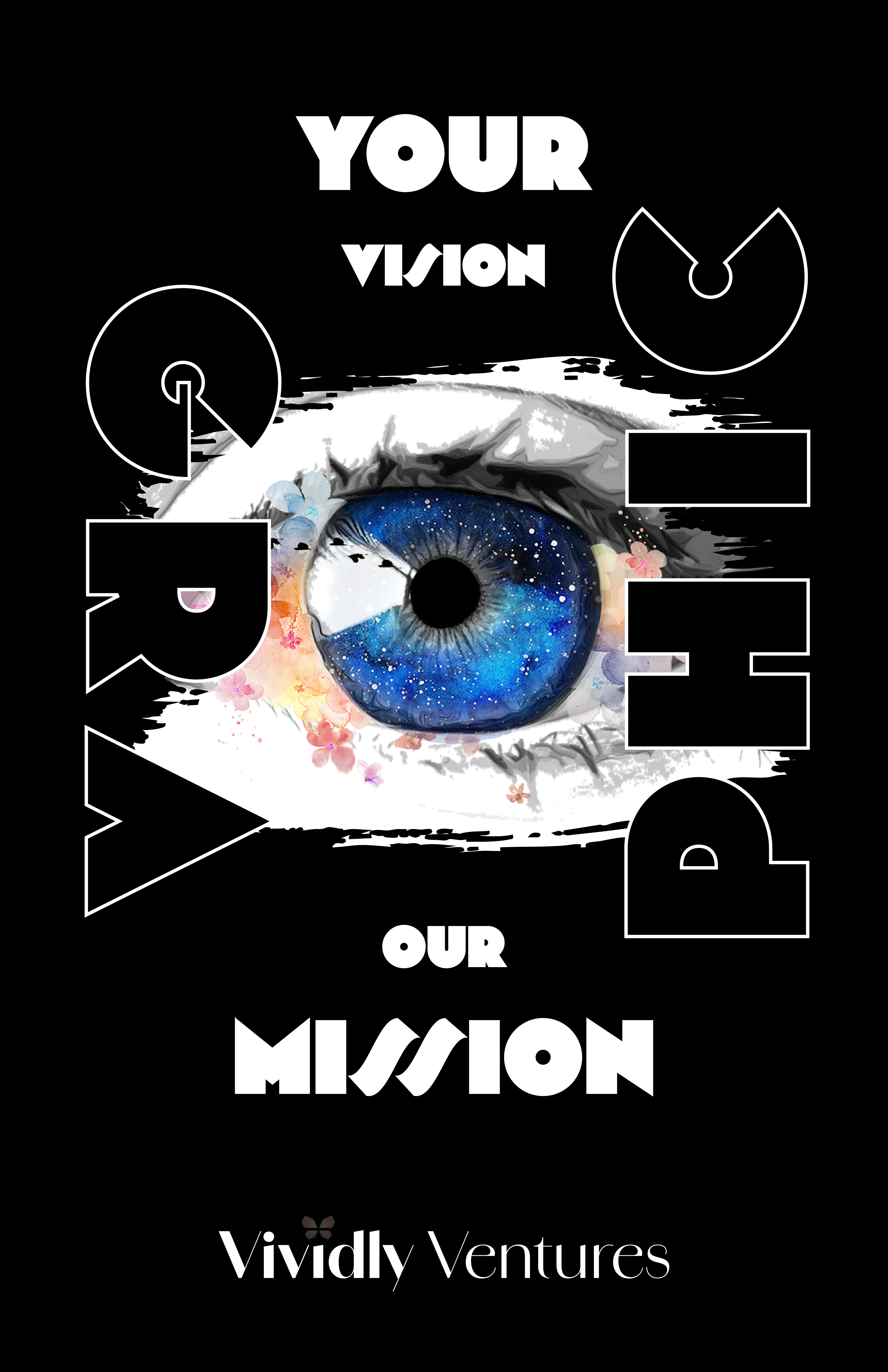 Poster design with eye illustration and typography
