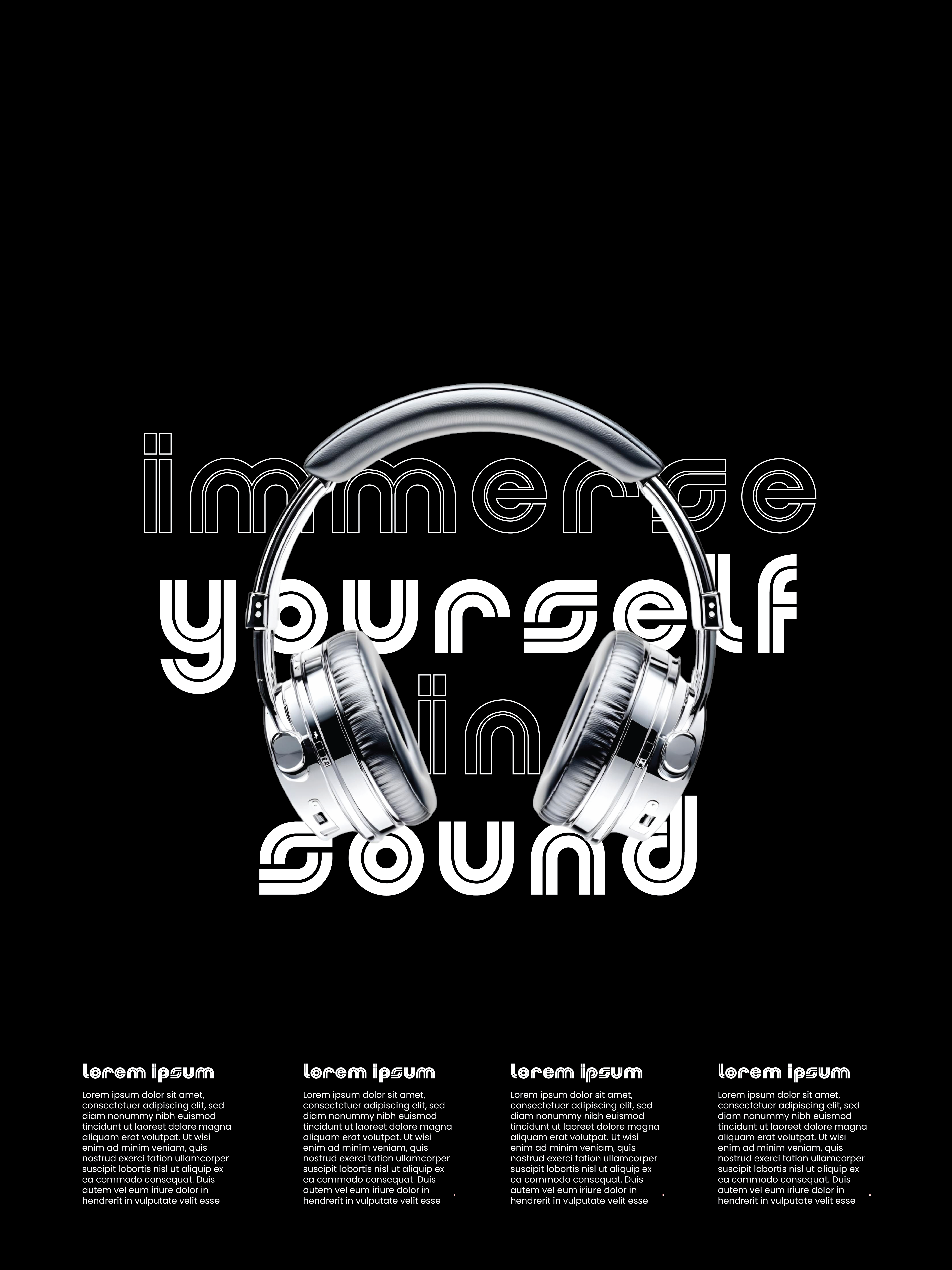 Typography poster with headphones